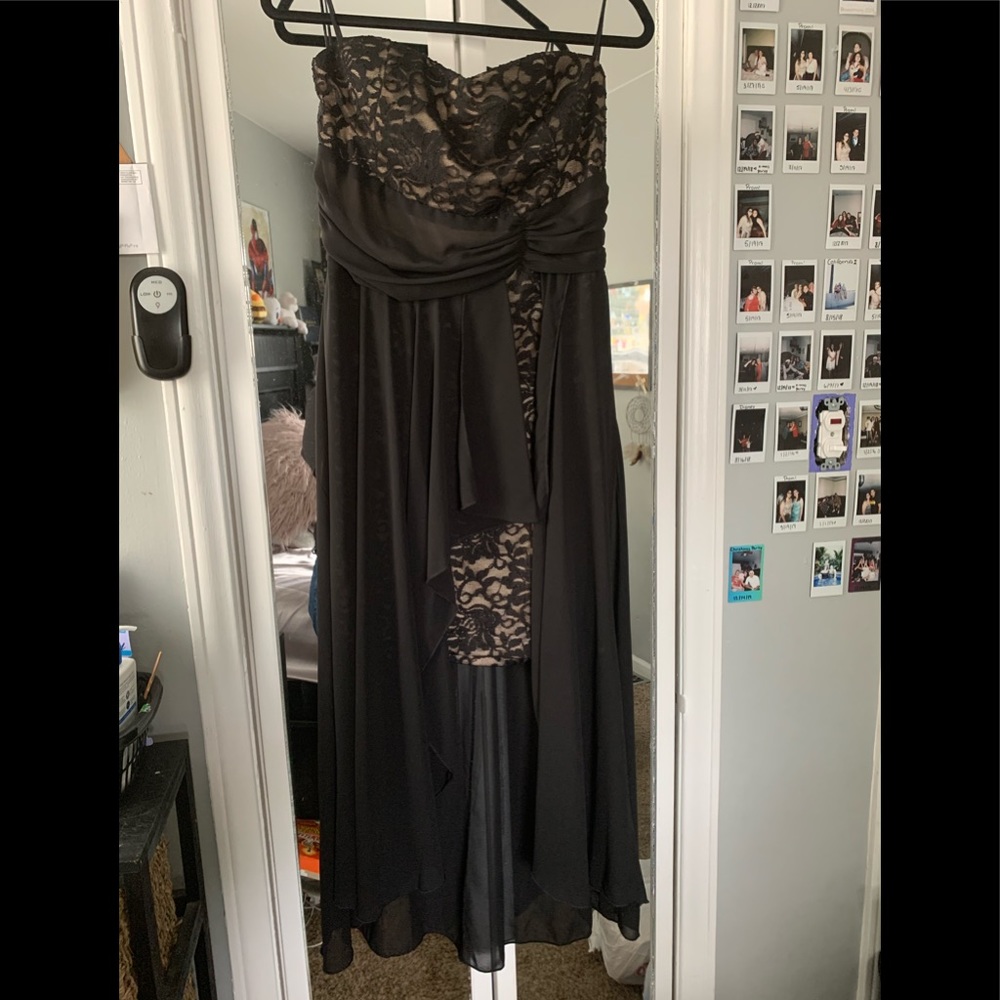 BLACK, NUDE - BODYCON HIGH LOW LA SCALA DRESS, XL